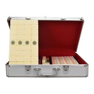 圣麻将大号家用越南麻将手搓麻将牌绿白色37mm麻将子配筹码骰子