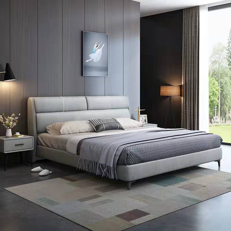 免洗科技布床2米大床现代简约1.8米实木布艺主卧储物双人意式婚床