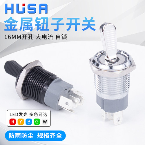 16mm金属钮子开关10A大电流带灯