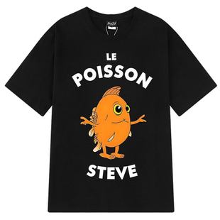 le  Poisson Steve趣味搞笑小鸡图案圆领休闲大码短袖T恤男女上衣