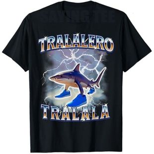 Tralalero TralalaShark Meme趣味搞笑四脚鲨鱼创意短袖T恤男上衣
