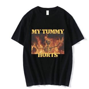My Tummy Hurts我的肚子疼趣味创意搞笑图案大码短袖T恤男女上衣