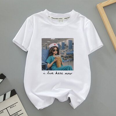 Doll T shirt 欧美风趣味搞怪芭比娃娃表情包印花T恤短袖男女上衣
