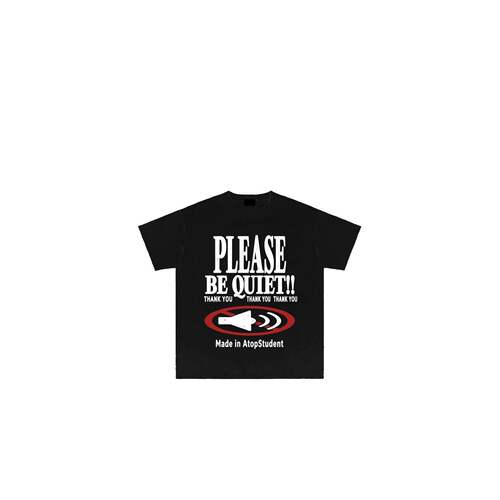 PLEASE BE QUIET!!THANK美式恶搞字母印花短袖T恤男女情侣袖趣味
