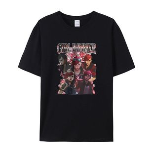 2025夏季时尚短袖 英雄联盟Girl Dinner 圆领宽松T恤男女通搭