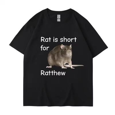 Rat Is Short for Ratthew 美式趣味老鼠字母休闲圆领短袖T恤男女