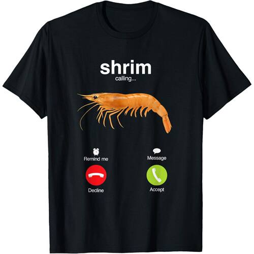 Shrim Is Calling欧美创意有趣的虾给我来电话了圆领短袖T恤男女