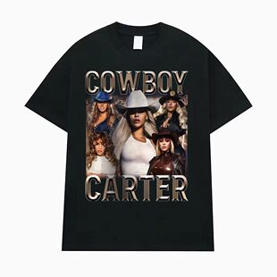 Cowboy Carter牛仔卡特字母图案欧美风时尚潮流短袖T恤男女上衣