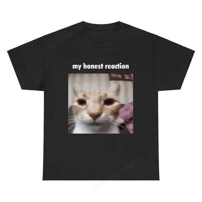 My Honest Reaction欧美创意搞笑休闲简约大码纯棉短袖T恤男上衣