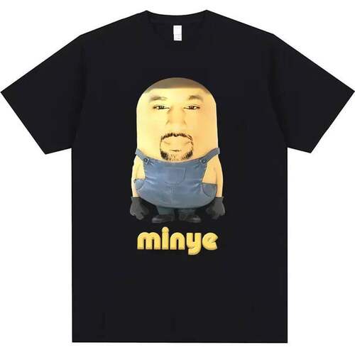 Rapper Kanye West Minye趣味恶搞搞笑图案印花潮流短袖T恤男上衣