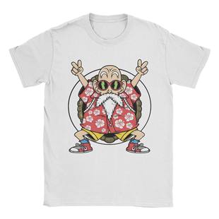 Dragon Ball Master Roshiga夏季动漫周边图案印花短袖T恤男女