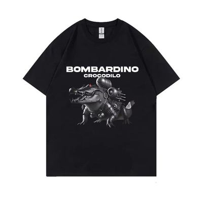 Bombardiro Crocodilo意大利脑腐创意鳄鱼轰炸机短袖T恤男女上衣