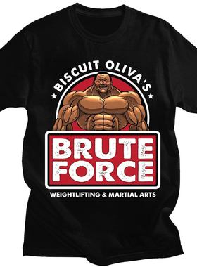 Biscuit Oliva Brute Force欧美搞笑创意健身字母大码短袖T恤男女