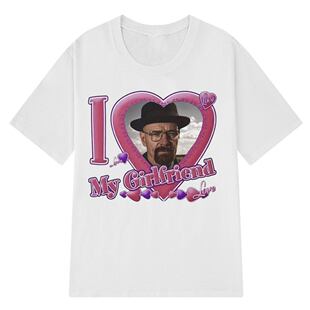 I Love My Girlfriend 我爱我的女朋友字母休闲大码短袖T恤男上衣