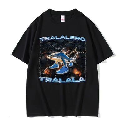 Tralalero Tralala Shark Meme趣味搞笑穿鞋的鲨鱼意大利脑腐T恤
