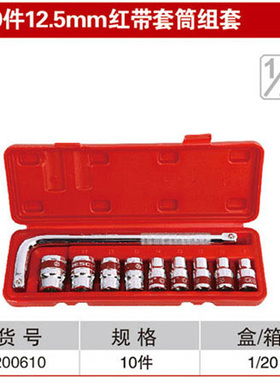 耐世套筒套装 10件套 12.5MM 红带套筒弯杆组合套装 200610