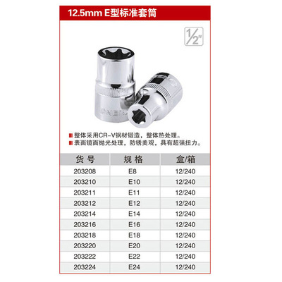 耐世12.5MM1/2E型标准套筒