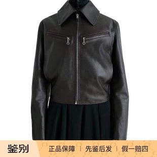 代购 黑色女士牛皮皮衣拉链夹克外套正品 OW1159LL0 25秋冬 Lemaire