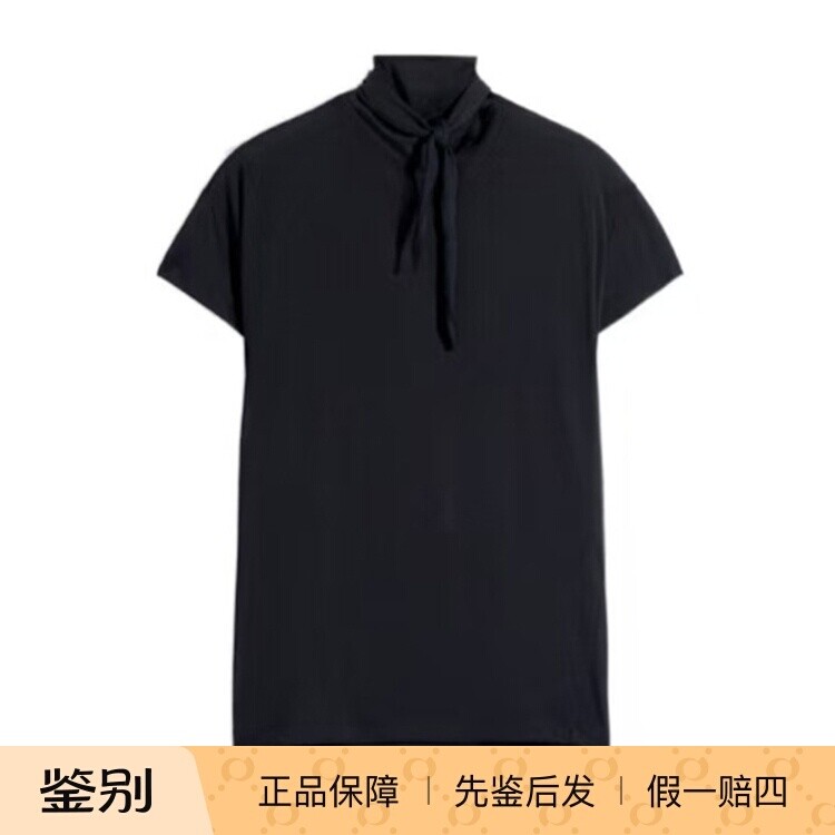 Lemaire 26春夏黑色女士针织短袖方巾T恤正品代购TS0020LJ1049BR4
