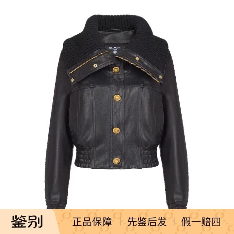 balmain巴尔曼 26春夏黑色女士羊皮夹克正品代购GF1TE205LE040PA