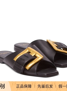 balmain巴尔曼 25秋冬 黑色女士平底休闲拖鞋正品代购FN1UP141LVI