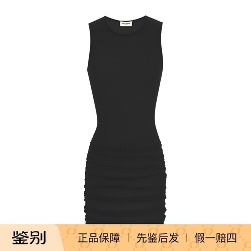 SaintLaurent黑丝薄纱你连衣裙