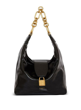 balmain巴尔曼25秋冬黑色女士Sync Hobo小牛皮hobo单肩包正品代购
