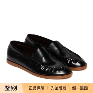 代购 The 正品 26春夏黑色女士褶皱乐福鞋 F1822L60BLK Row