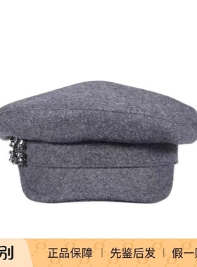 Roger Vivier 25秋冬女灰色毛毡胸针水手帽帽子正品代购RQWH01401