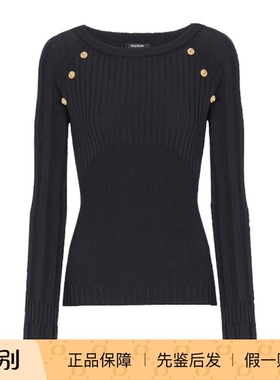 balmain巴尔曼 25秋冬黑色女士针织上衣正品代购GF1ARA60KJ450PA