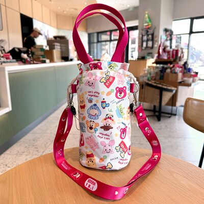 束口袋大容量水壶杯套帆布袋斜挎手提大号保温杯袋子背带水杯收纳