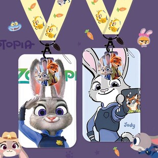 朱迪学生卡套挂脖绳饭卡水卡公交地铁身份证件保护套卡通接送卡