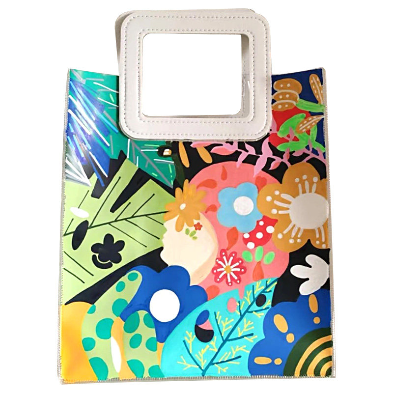 手绘手提袋diy白色透明涂鸦手工绘画画幼儿园母亲节户外活动pvc袋