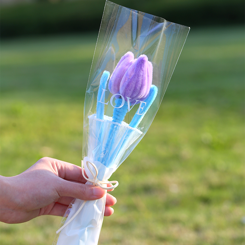 扭扭棒成品蓝叶郁金香花束送闺蜜送女友送老师教师节手工diy礼物