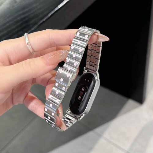 适用小米手环8910nfc波点不锈钢金属表带小米10pro红米watch6华为