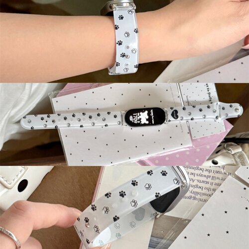 适用小米手环8910pro白底透明猫爪tpu手表带红米watch65华为fit54