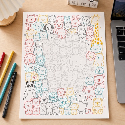可描线可涂色的摸鱼神器小本本