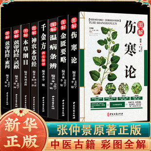 伤寒论杂病张仲景正版 全套8册中医四大名著彩图版 黄帝内经 神农经金匮要略温病条辨书籍大全皇帝李时珍原版 本草纲目 全集图解