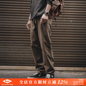 日系复古重工水洗做旧休闲裤 男纯色直筒工装 裤 兔先森春秋季 子长裤