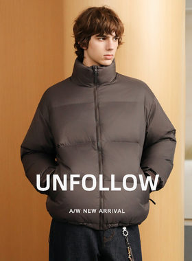 【90白鸭绒】UNFOLLOW立领羽绒服男冬季新款宽松短款面包服外套潮