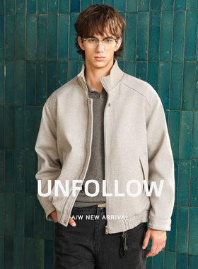【新雪丽棉】UNFOLLOW简约立领夹克棉衣男秋季新款短款棉服外套潮