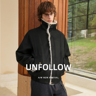 【内里加绒】UNFOLLOW立领麂皮棉衣男冬季新款保暖棉服外套袄子潮