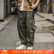 男潮牌宽松休闲直筒长裤 兔先森春秋季 子 复古大口袋工装 裤 新款 美式