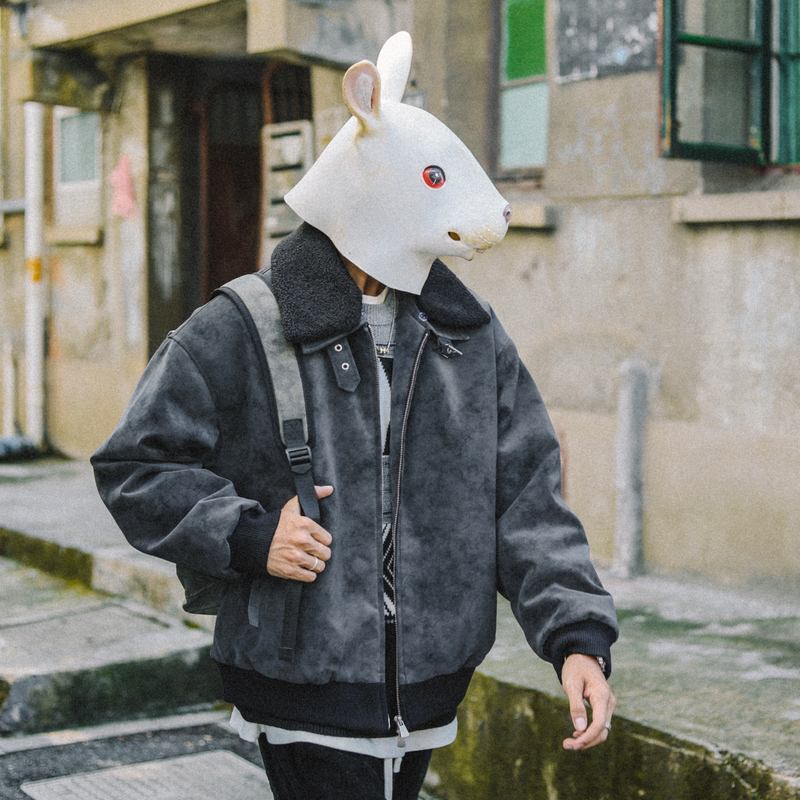 兔先森秋冬男麂皮绒加厚棉服外套