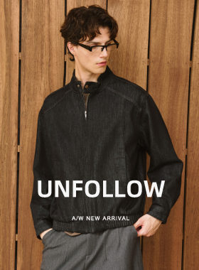 UNFOLLOW 莱赛尔混纺立领拉链牛仔夹克男春秋新款高级感外套上衣