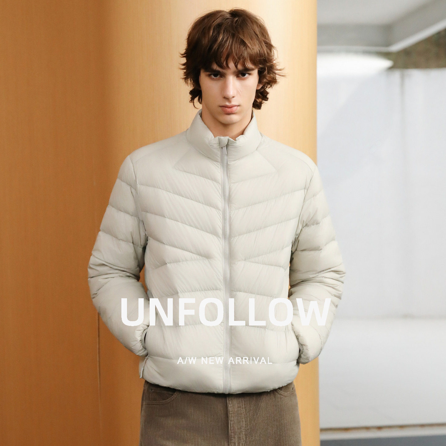 【90白鸭绒】UNFOLLOW立领轻薄排骨羽绒服男冬季新款便携短款外套
