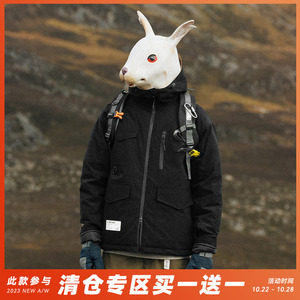 兔先森冬季白鸭绒户外防风工装冲锋衣羽绒服男宽松加厚保暖外套潮