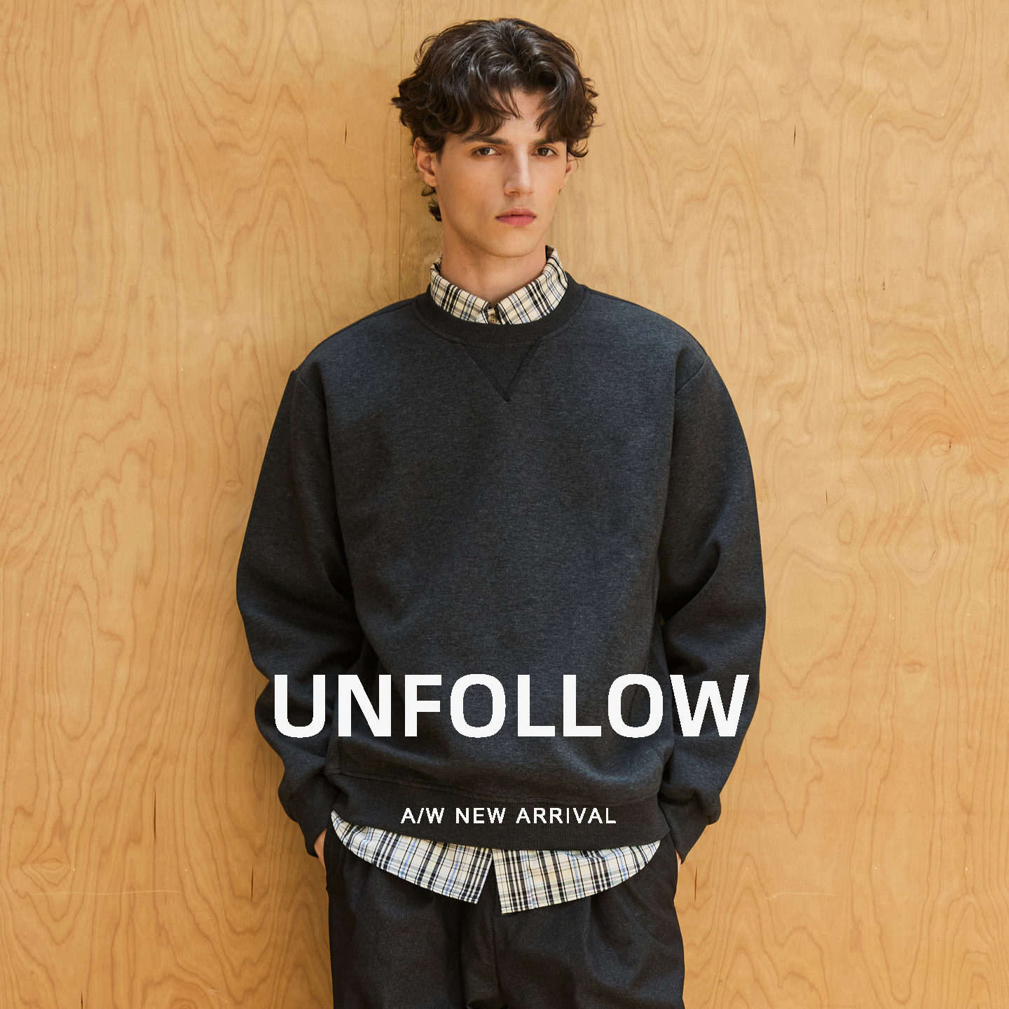UNFOLLOW 基础圆领卫衣男春秋新款高级感套头体恤宽松休闲上衣潮