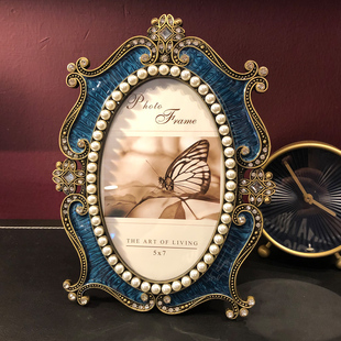 相框洗照片欧式 奢华6寸7寸10寸椭圆珍珠相框架七寸创意照片框摆台