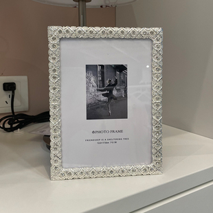 银色金属闪钻相框6寸7寸10寸桌面摆件高级轻奢带打印照片做成摆台